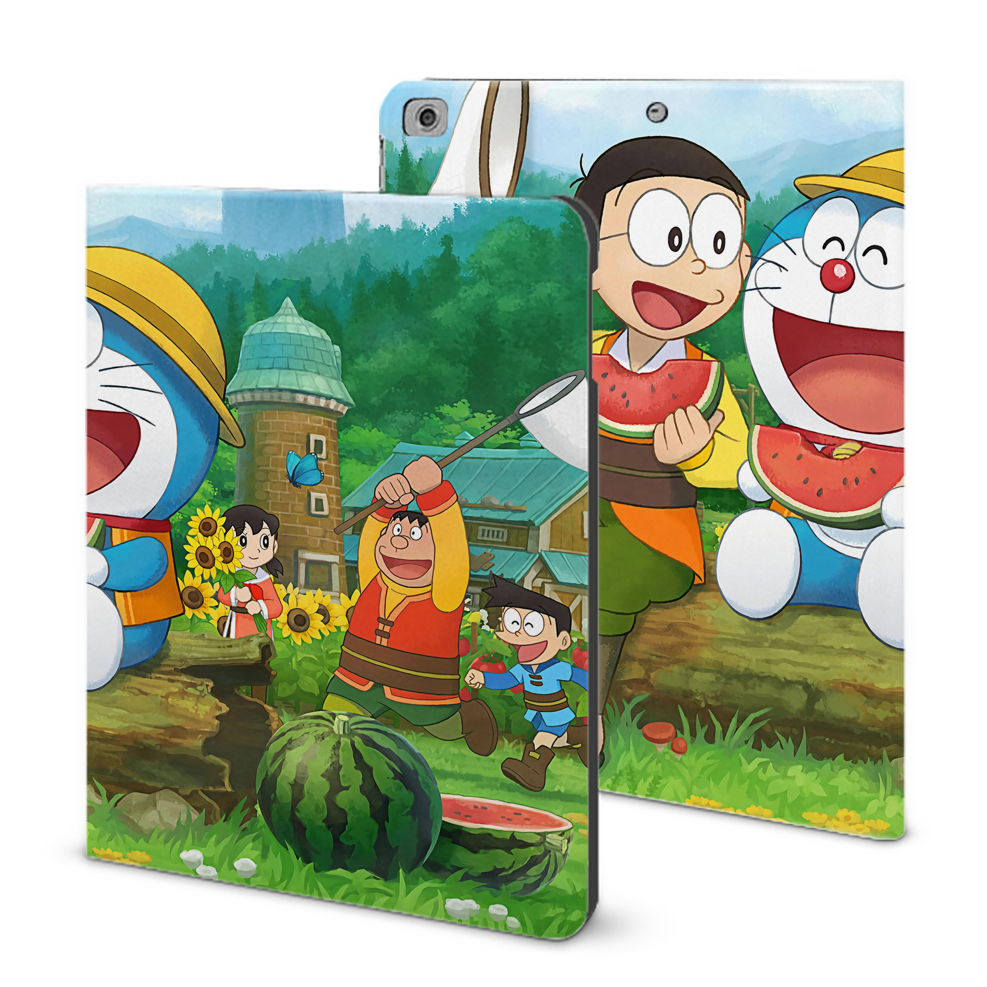 （画像用） ドラえもん Doraemon IPad ケース ブック型 PUレザー TPU 耐衝撃 軽量 薄型 ペン収納なし 全面保護 IPad 各モデル対応
